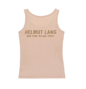 2004 Pale Peach Melange Jersey Tank Top with Logo Print