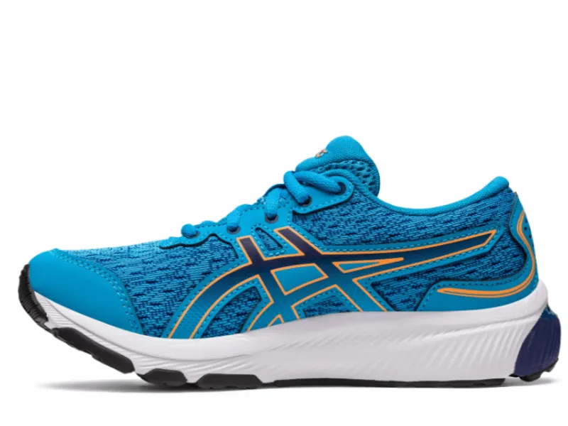 Asics Gel Cumulus 24 GS Kids Running Shoe (Island Blue/Sun Peach)