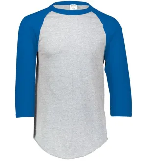 Augusta 2.0 Athletic Heather/Royal Blue 3/4 Sleeve Adult Baseball Tee