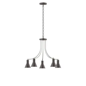 Axis Flare 5-Light Chandelier in Architectural Bronze with Brushed Nickel Accents