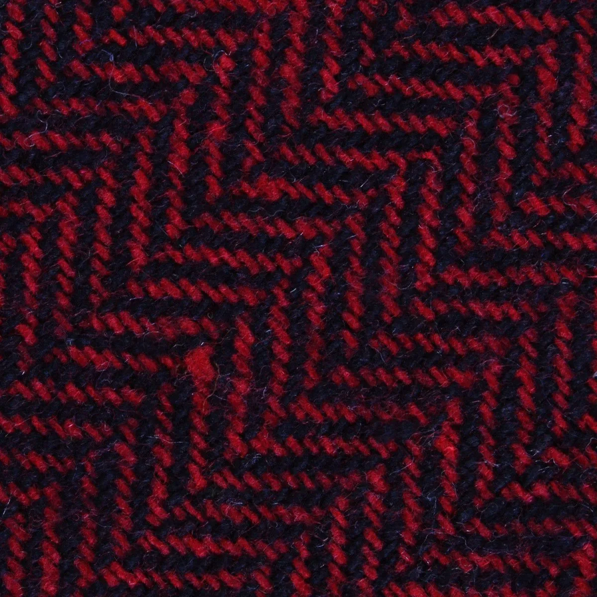 Black & Red Herringbone Wool Pocket Square