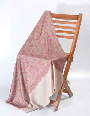 Bronze Grey Handwoven Jaali Embroidered Cashmere Pashmina Shawl