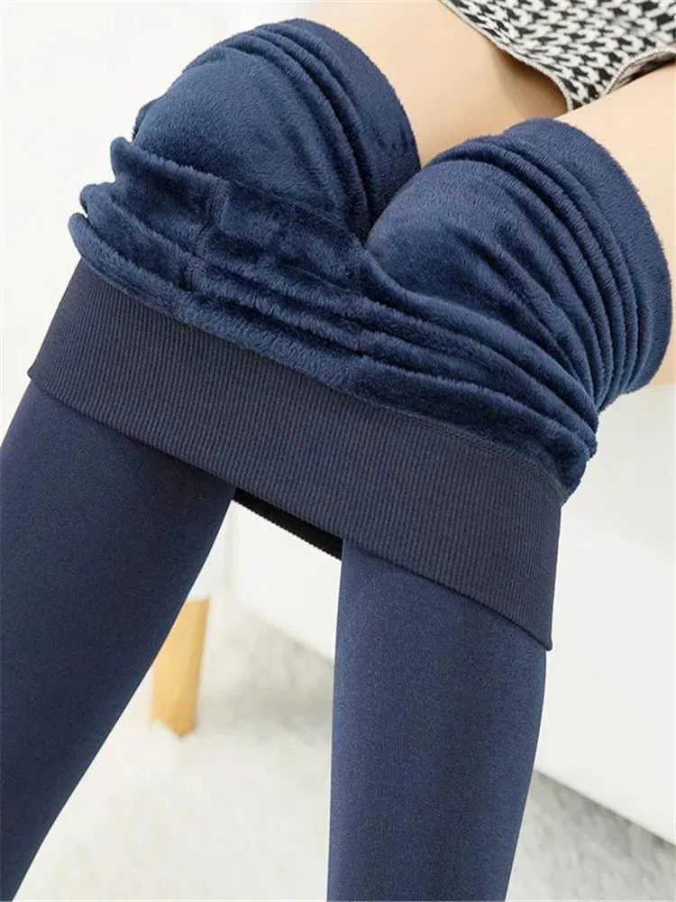 Casual Winter Knitting Leggings for Women Trendy High Elastic Thicken Skinny Pants Warm Comfortable