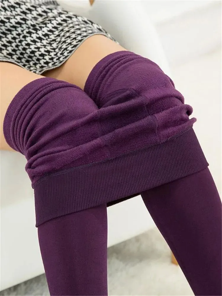 Casual Winter Knitting Leggings for Women Trendy High Elastic Thicken Skinny Pants Warm Comfortable