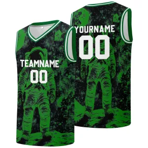 Custom basketball jersey for men and women. Stitched and printed name, number and logo Black&Green