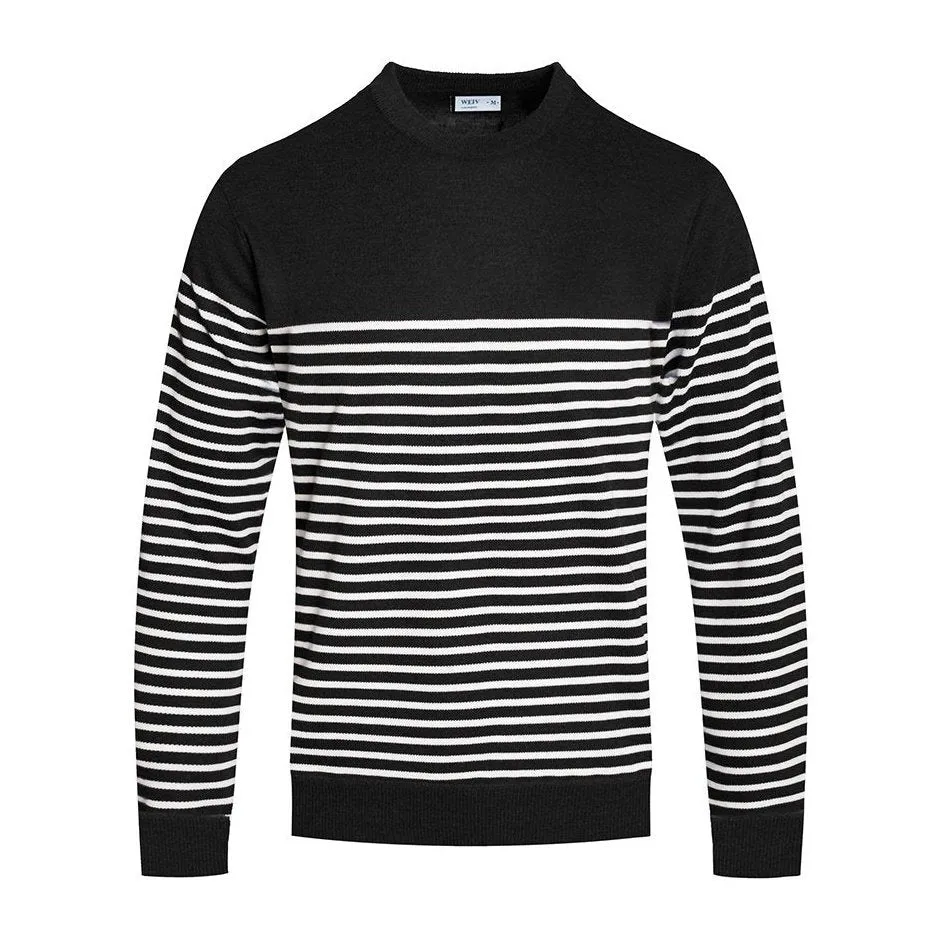 Full Knit Black Striped Sweater