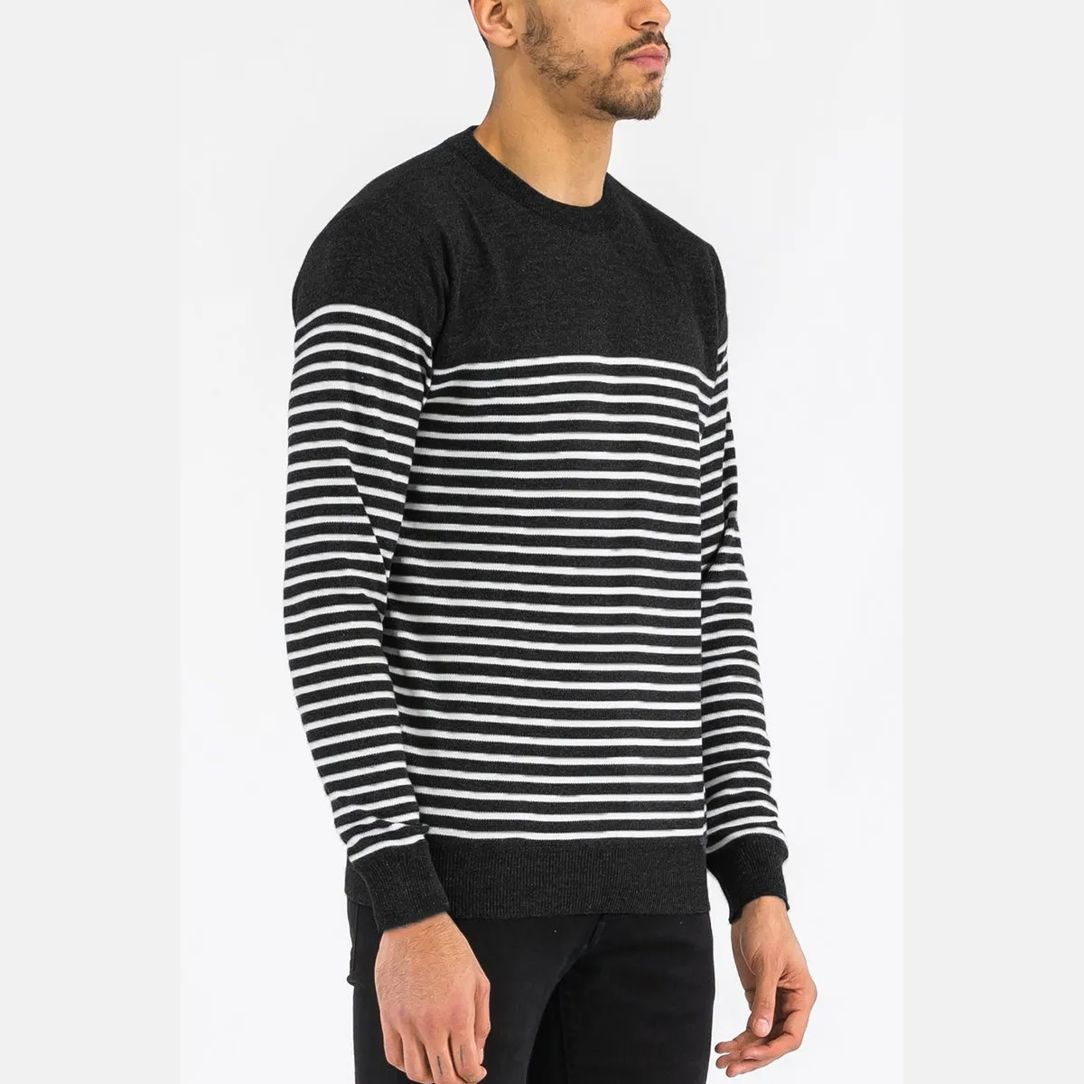 Full Knit Black Striped Sweater