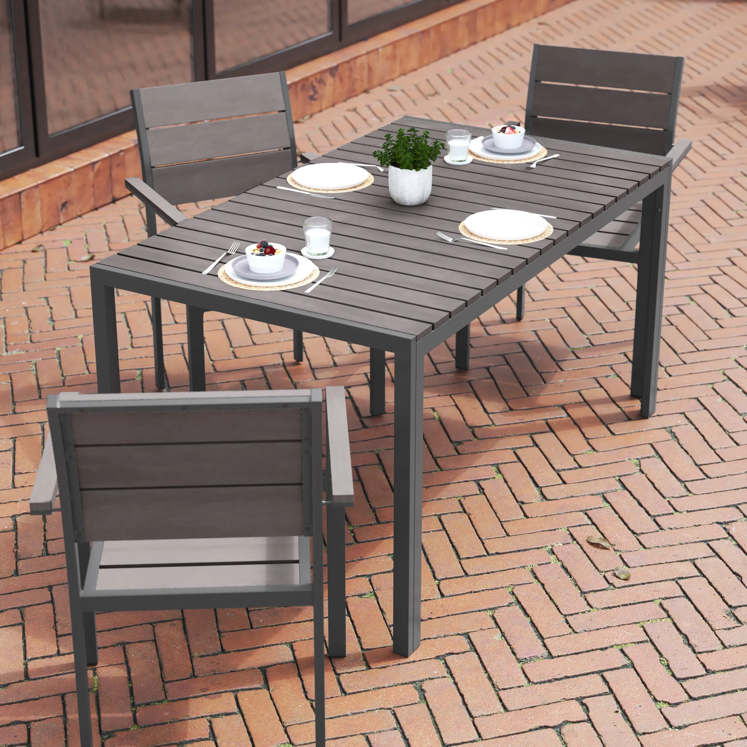 Gray/Gray 55x31 Patio Table SB-TB269-GRY-GG