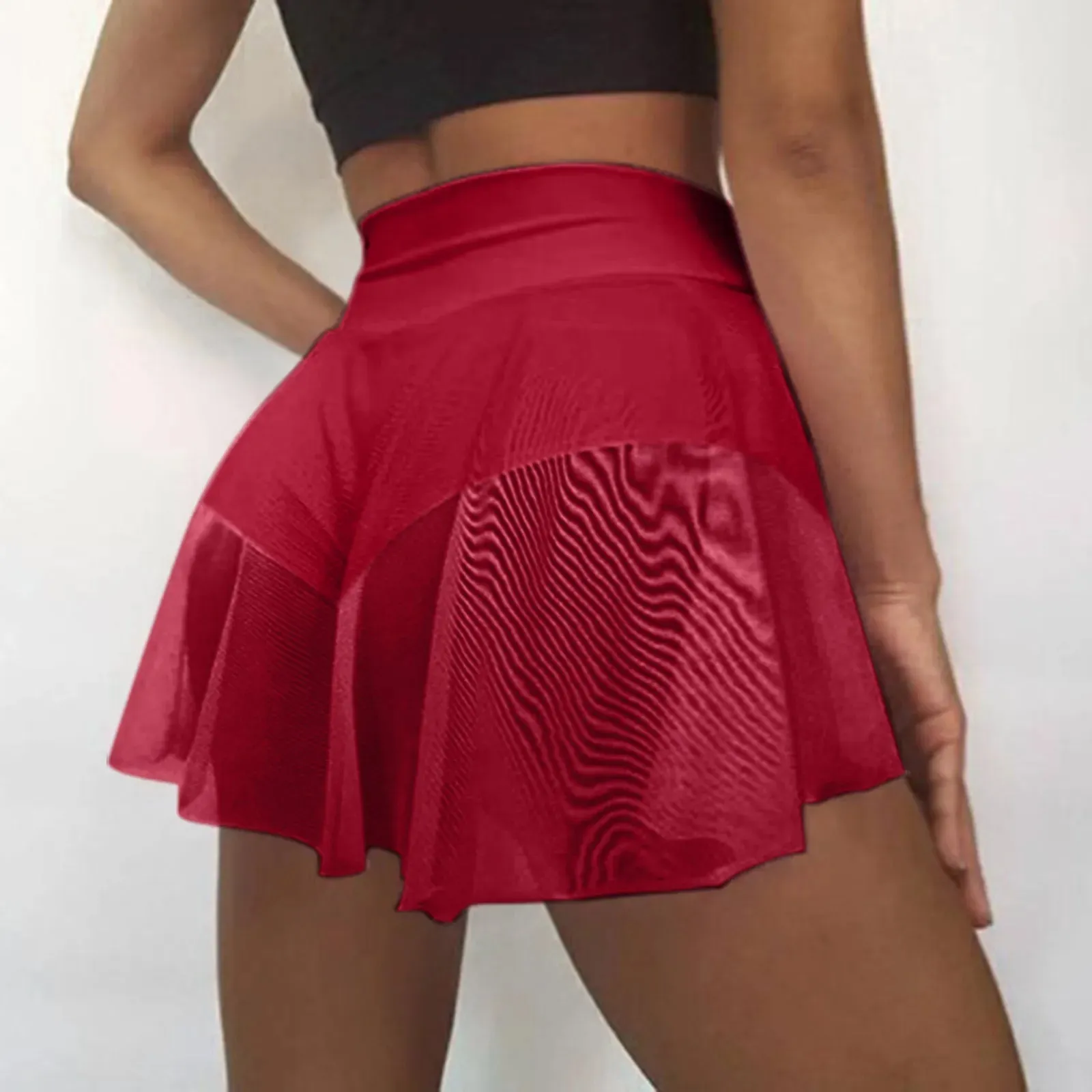 High Waist Ruffled Running Skirt Shorts