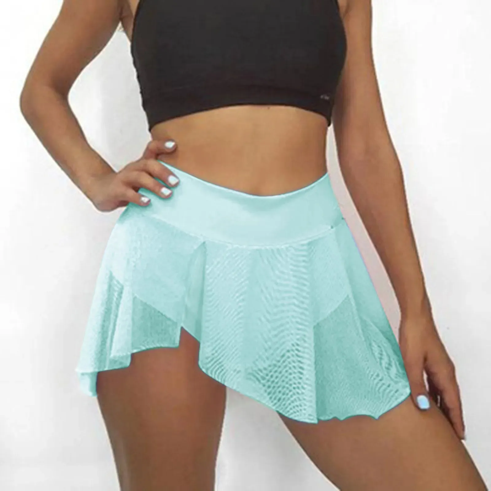 High Waist Ruffled Running Skirt Shorts