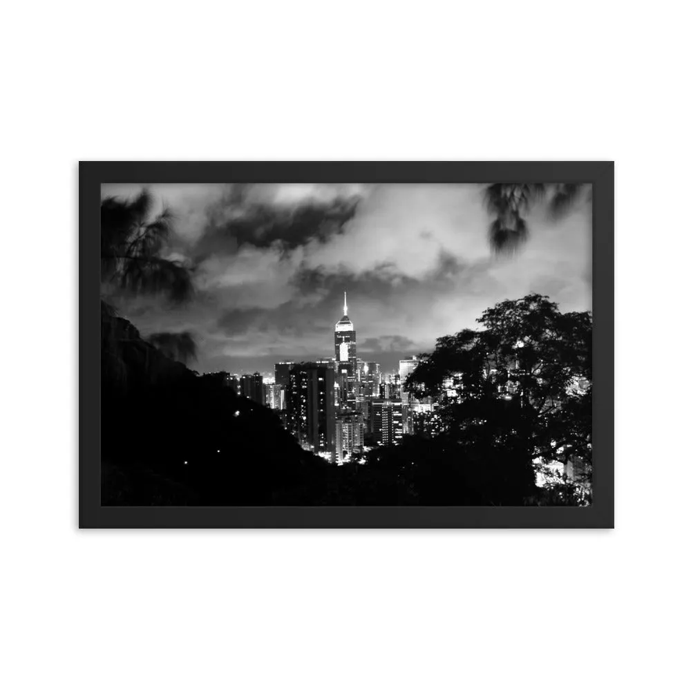 Hong Kong Cityscape Framed poster (BW)