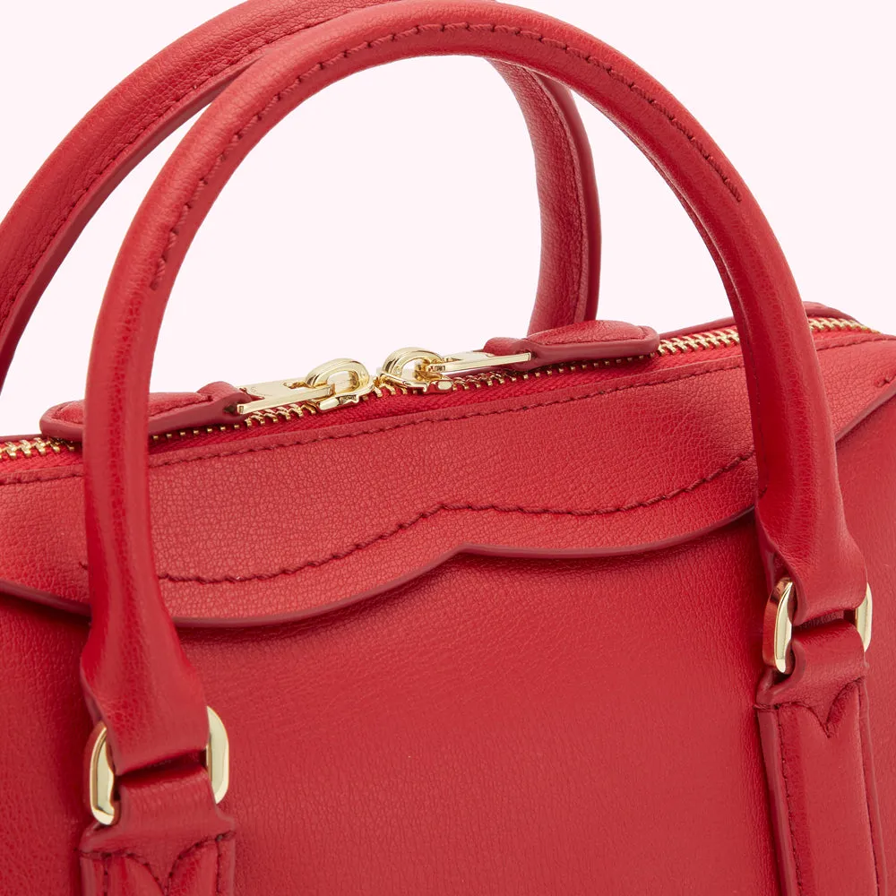 LULU RED LEATHER SMALL DYLAN HANDBAG