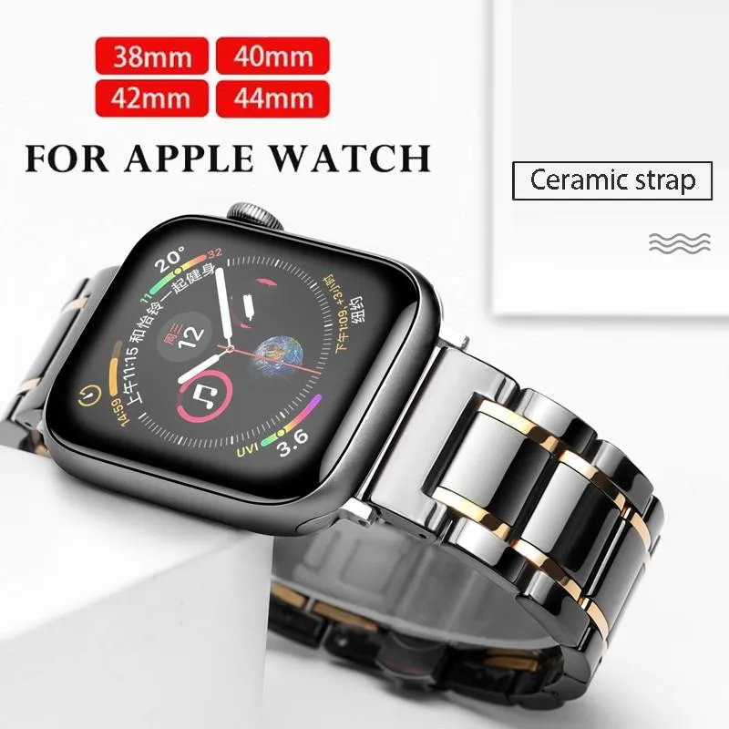 Luxury Shiny Mens Black Strap, Apple Watch Band for men Ultra 8 7 6