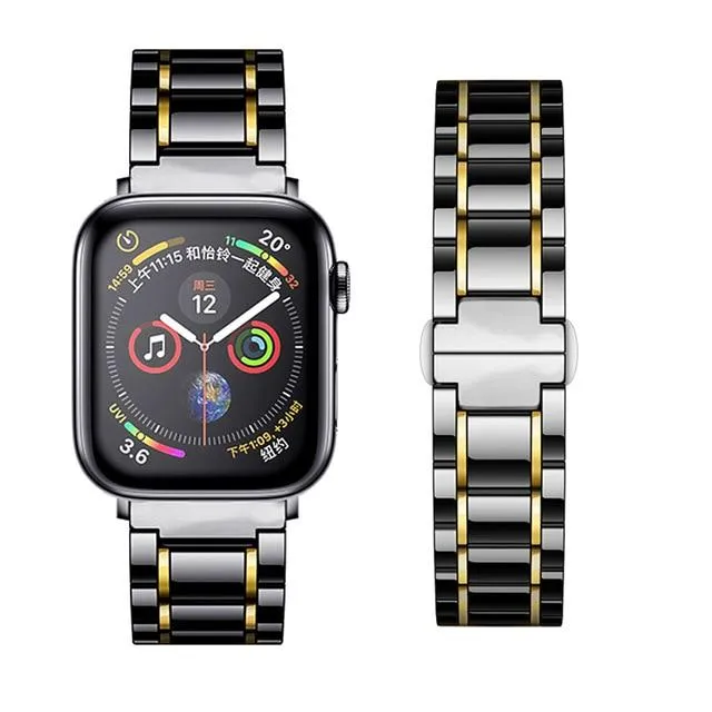 Luxury Shiny Mens Black Strap, Apple Watch Band for men Ultra 8 7 6