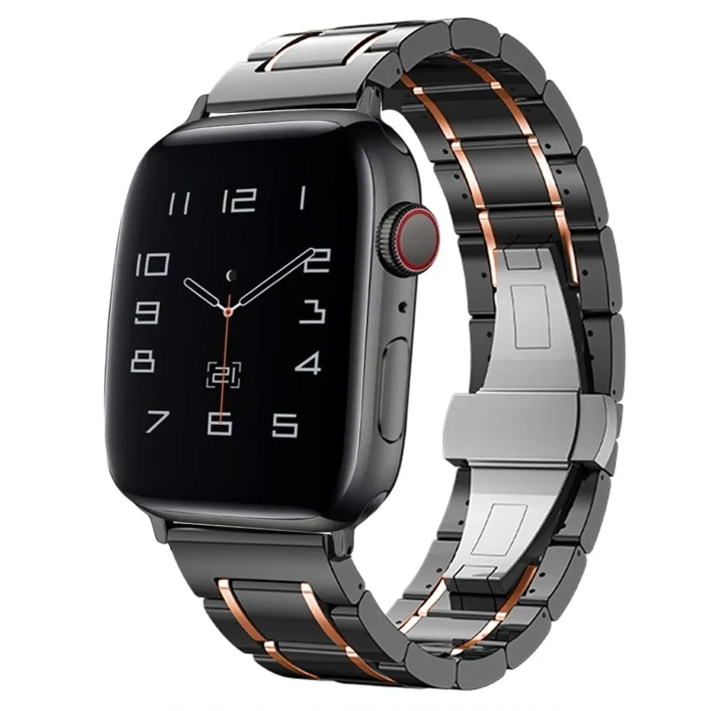 Luxury Shiny Mens Black Strap, Apple Watch Band for men Ultra 8 7 6