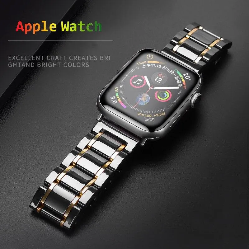 Luxury Shiny Mens Black Strap, Apple Watch Band for men Ultra 8 7 6