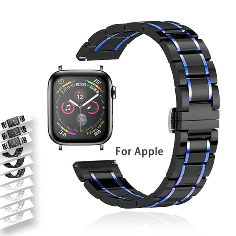 Luxury Shiny Mens Black Strap, Apple Watch Band for men Ultra 8 7 6