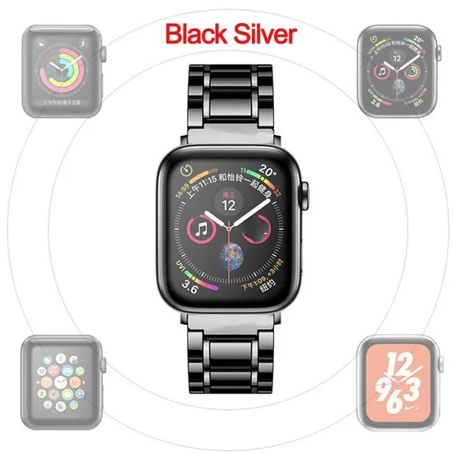 Luxury Shiny Mens Black Strap, Apple Watch Band for men Ultra 8 7 6