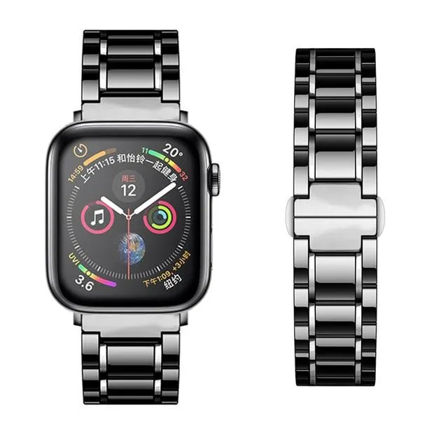 Luxury Shiny Mens Black Strap, Apple Watch Band for men Ultra 8 7 6