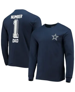 Men's Branded Long Sleeve Dallas Cowboys #1 Dad Dad Fanatics Long Sleeve T-Shirt blue