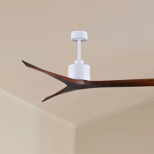 Mollywood 60 Inch White and Walnut Damp Rated Ceiling Fan with Remote