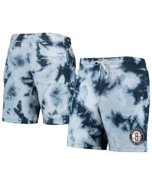 New Era Men's Blue Tie Dye Brooklyn Nets Fleece Shorts Blue