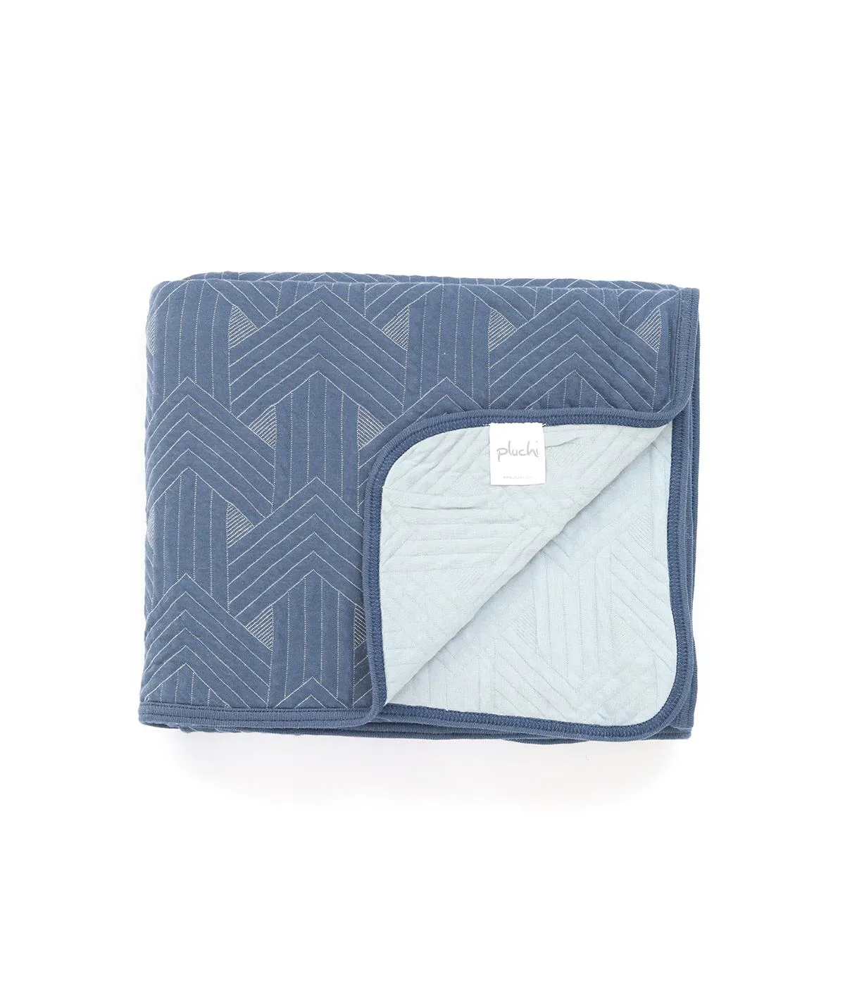 Parquet Texture Cotton Knitted Light Weight Quilted Blanket (Cambridge Blue)