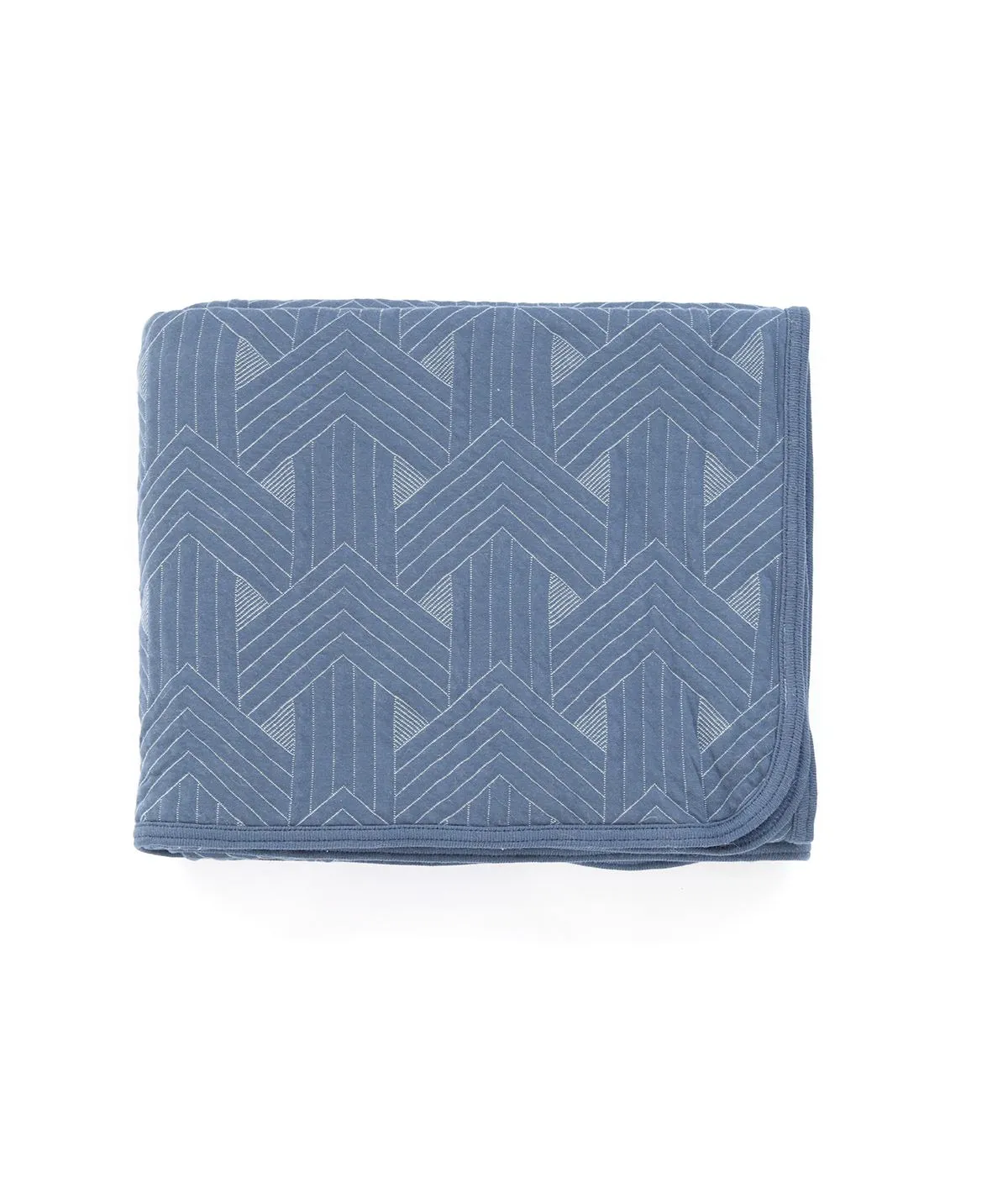 Parquet Texture Cotton Knitted Light Weight Quilted Blanket (Cambridge Blue)