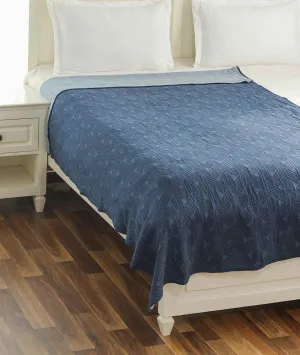 Parquet Texture Cotton Knitted Light Weight Quilted Blanket (Cambridge Blue)