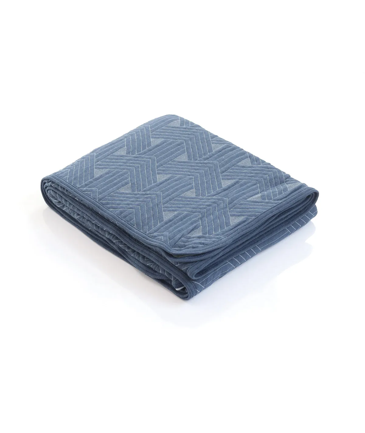 Parquet Texture Cotton Knitted Light Weight Quilted Blanket (Cambridge Blue)