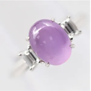 Pink Star Sapphire Diamond Platinum Ring