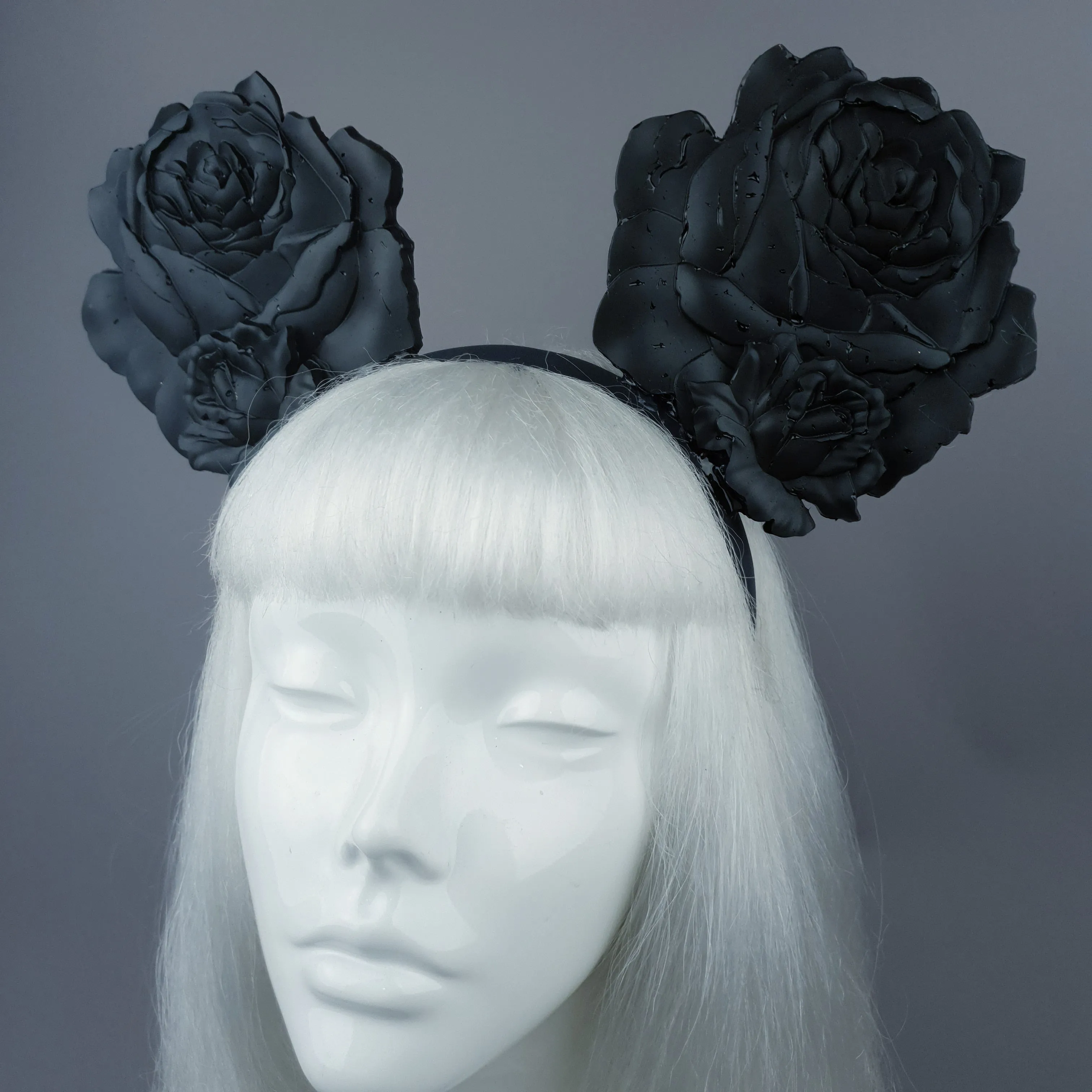 "Oreille" Giant Black Rose Ears Headband