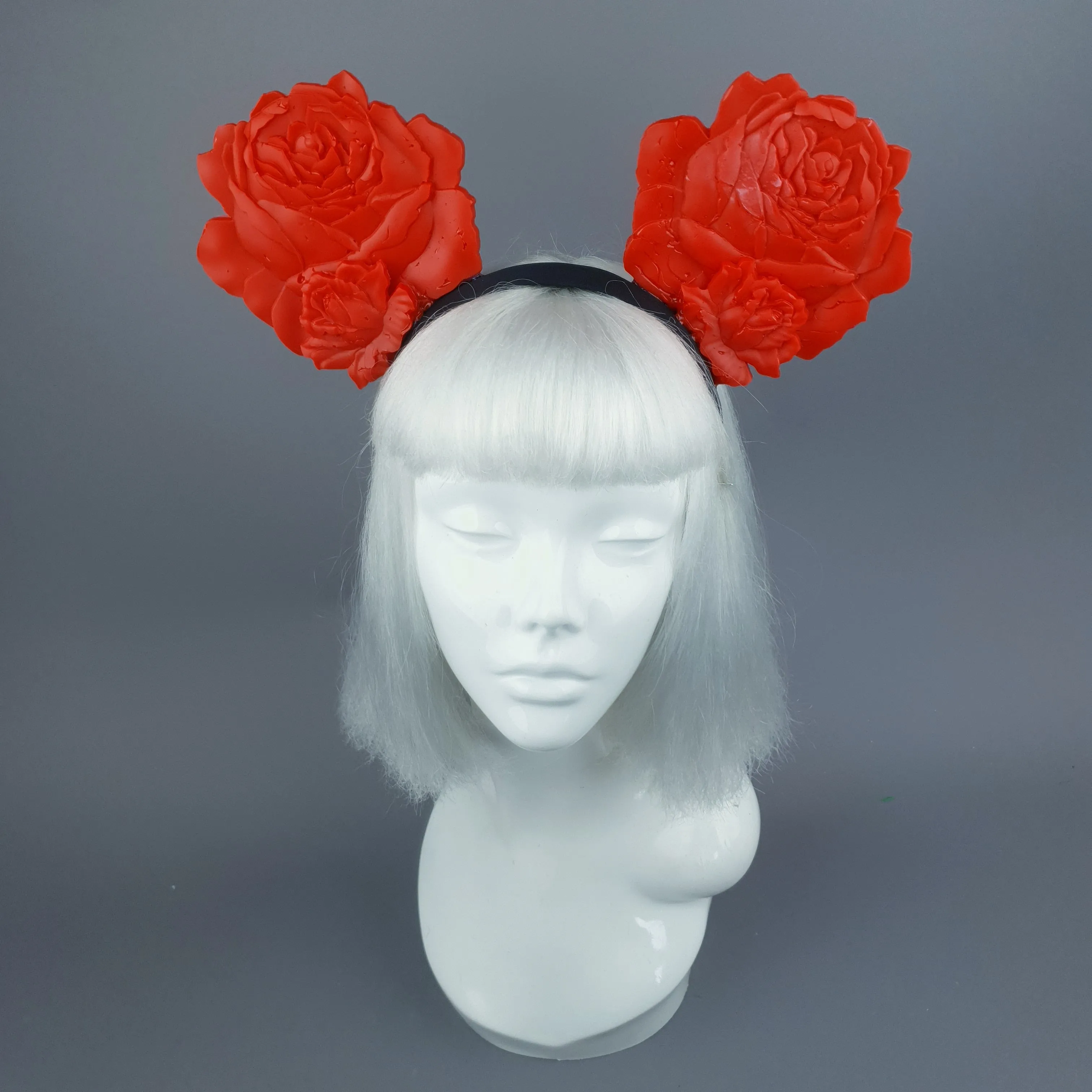 "Oreille" Giant Red Rose Ears Headband