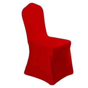 **Elegant Red Spandex Banquet Chair Covers for Rent - Perfect for Events & Celebrations**