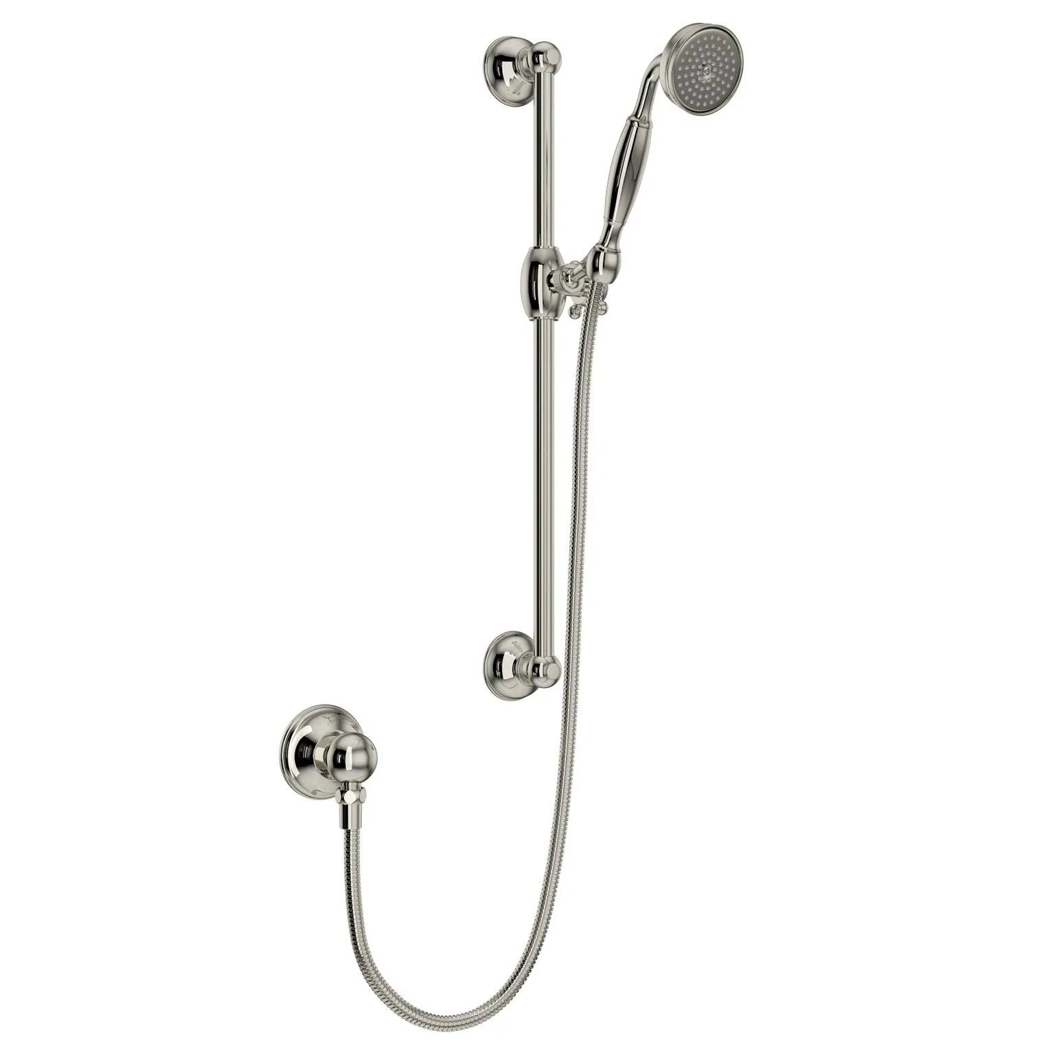 Rohl 1301EPN Handshower Set with 22" Slide Bar & Single Function Handshower in Polished Nickel