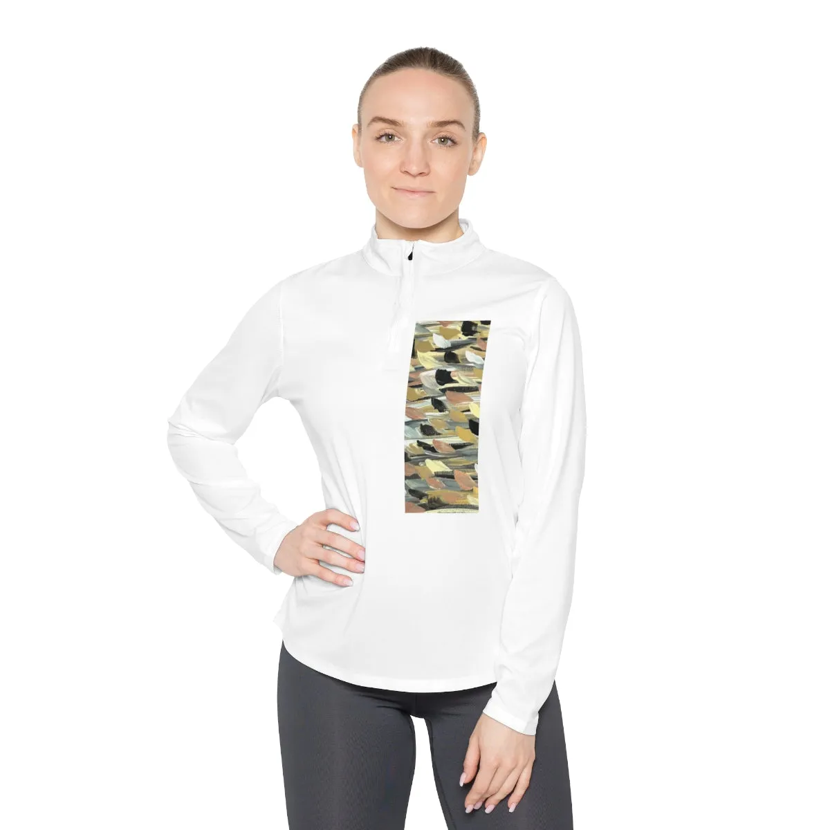 Rose Gold Brushstrokes - Women's Quarter-Zip Sweater