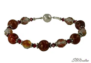 Ruby Carved Jade Gemstone Beaded Bracelet