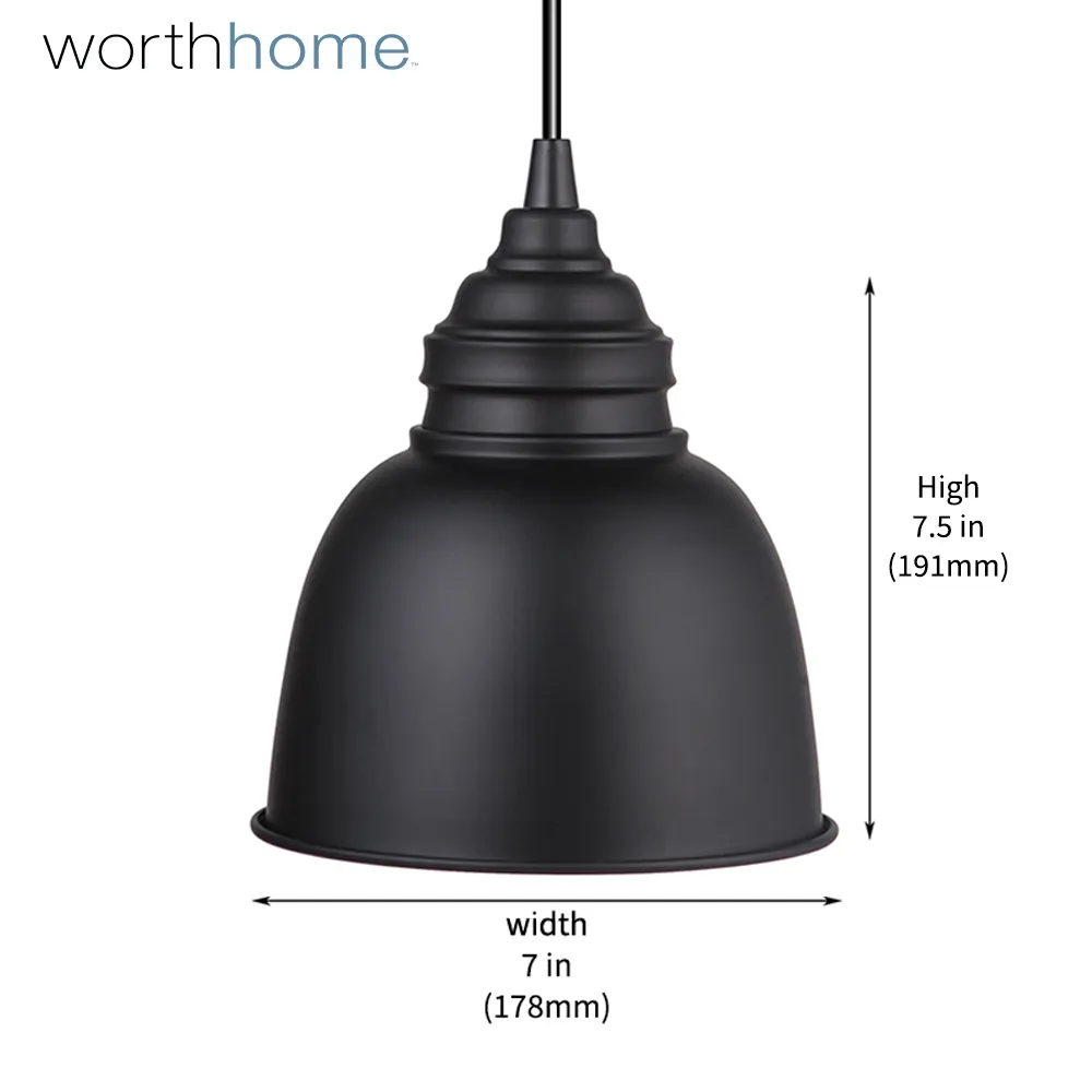 Small Matte Black Metal Dome Instant Pendant Recessed Can Conversion Kit