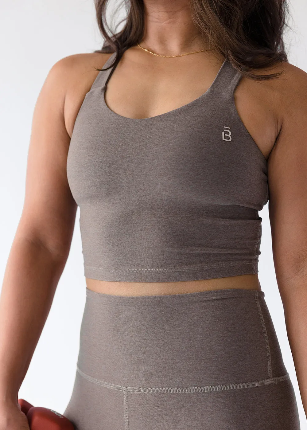 Twist Through Cropped Tank - Gray Birch Heather