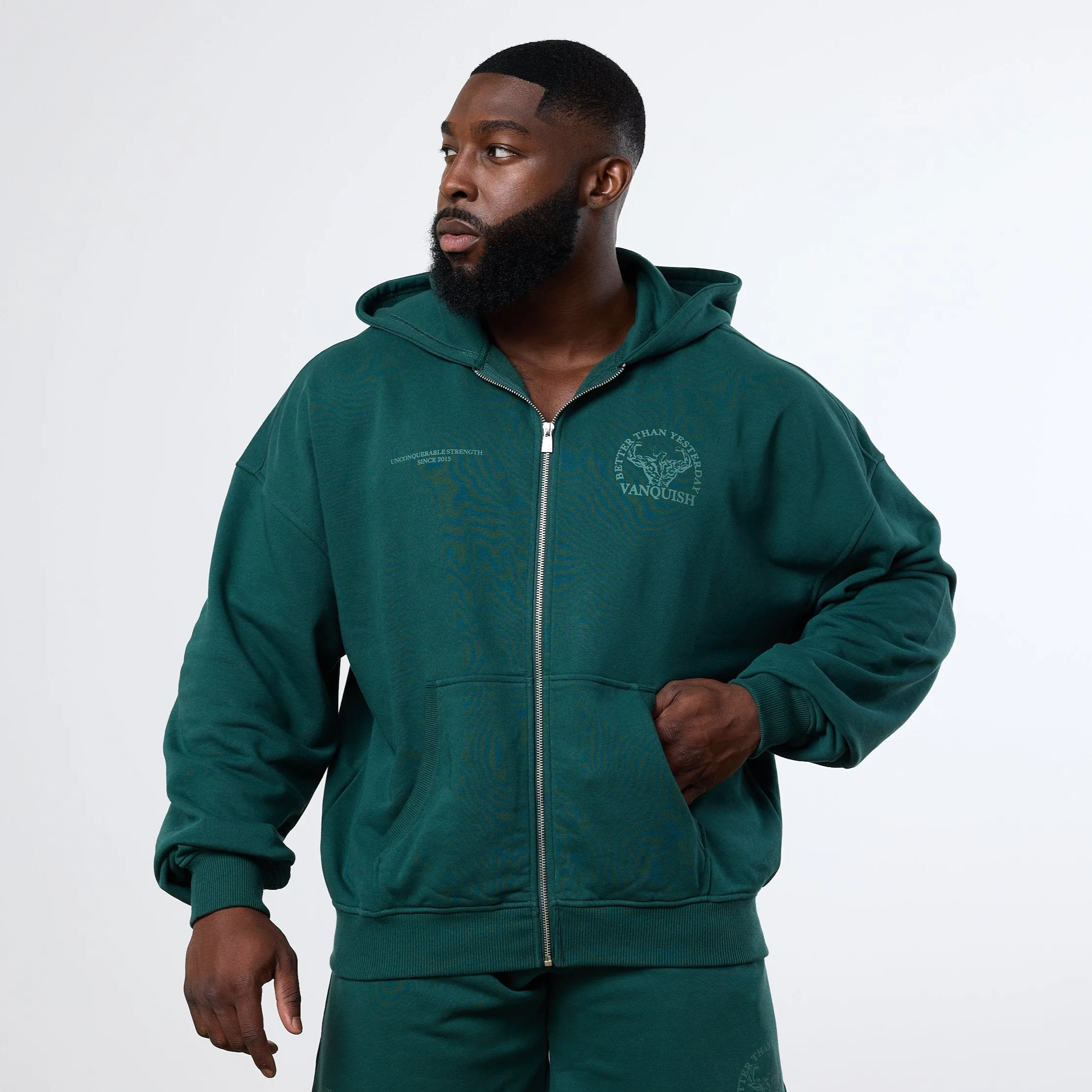 Vanquish Forest Green Unconquerable Strength Full Zip Hoodie