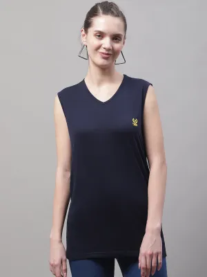 Vimal Jonney Regular Fit Cotton Solid Navy Blue Gym Vest for Women